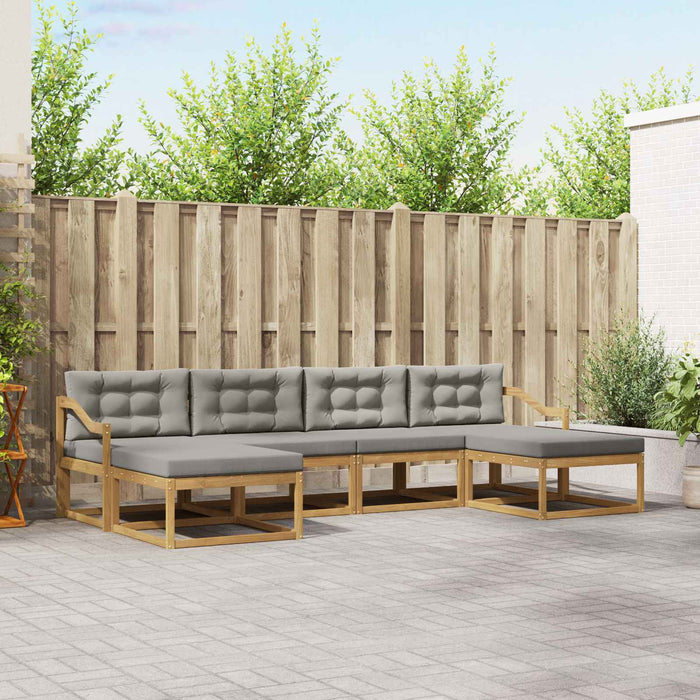 Set de canapele de exterior cu pernă 6 pcs Alb și gri deschis WALTI