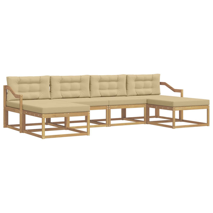 Set de canapele de exterior cu pernă 6 pcs Alb și Bej WALTI