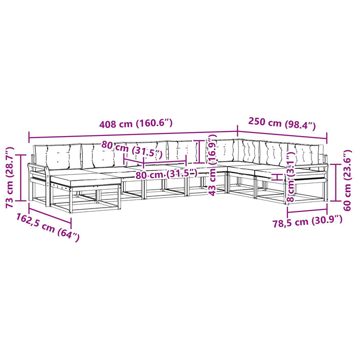 Set de canapele de exterior 8 pcs Alb și gri deschis WALTI