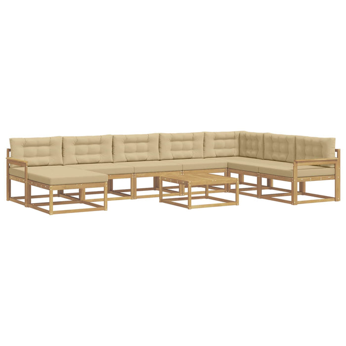 Set de canapele de exterior 9 pcs Alb și Bej WALTI