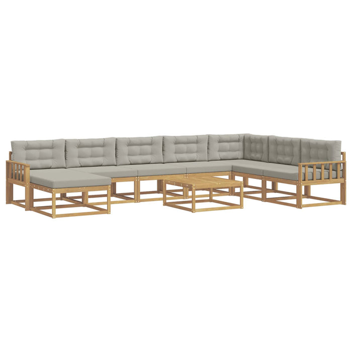 Set de canapele de exterior 9 pcs Alb și gri deschis WALTI