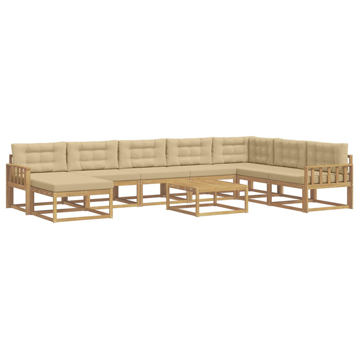Set de canapele de exterior 9 pcs Alb și Bej WALTI