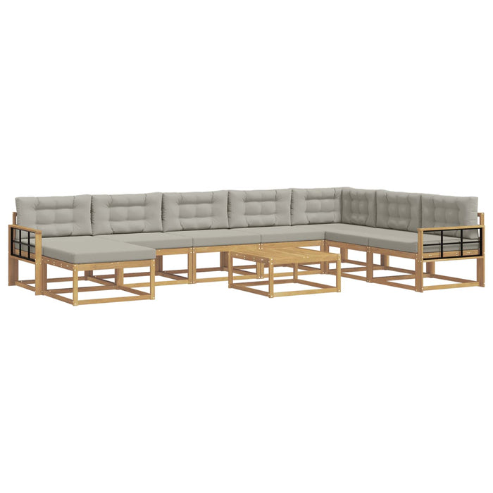 Set de canapele de exterior 9 pcs Alb și gri deschis WALTI