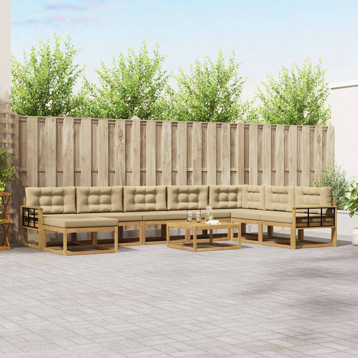 Set de canapele de exterior 9 pcs Alb și Bej WALTI