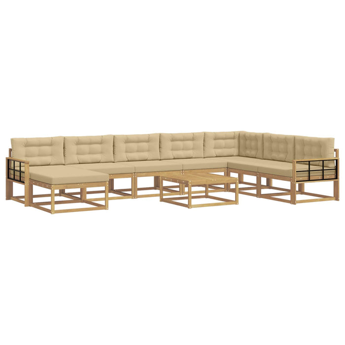 Set de canapele de exterior 9 pcs Alb și Bej WALTI