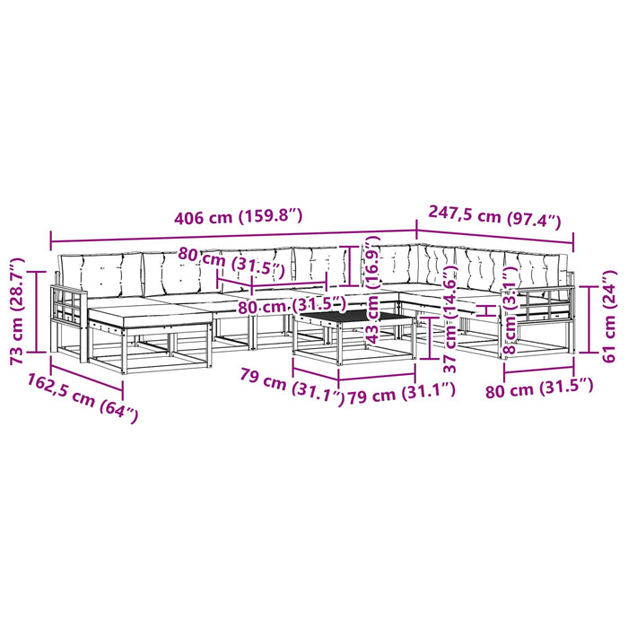 Set de canapele de exterior 9 pcs Alb și Bej WALTI