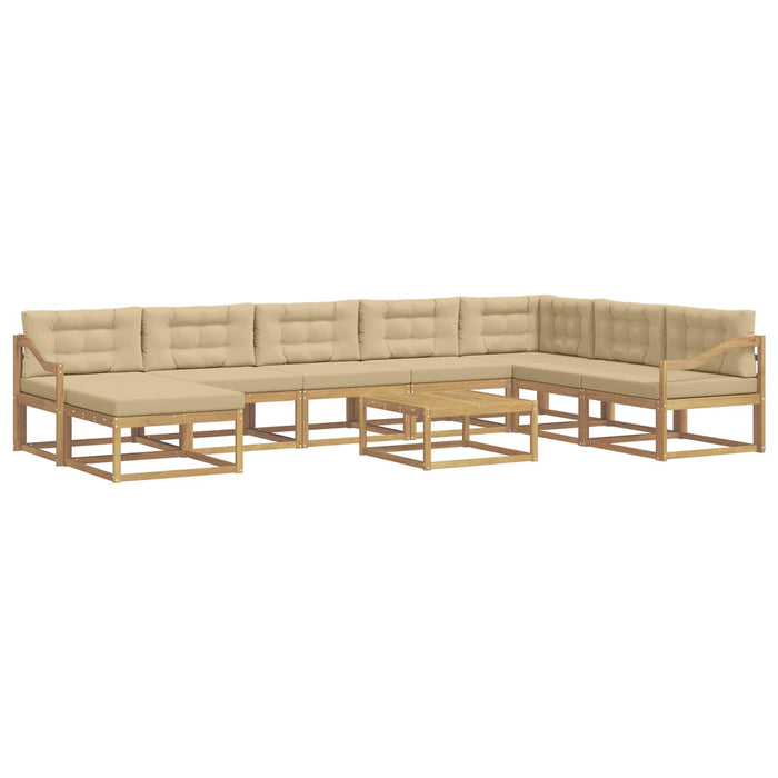 Set de canapele de exterior 9 pcs Alb și Bej WALTI