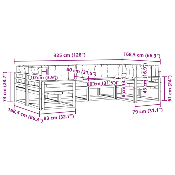 Set de canapele de exterior cu pernă 6 pcs Alb și Bej WALTI