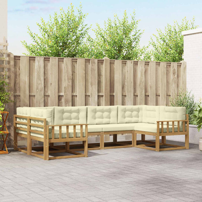 Set de canapele de exterior cu pernă 6 pcs Alb și crem WALTI