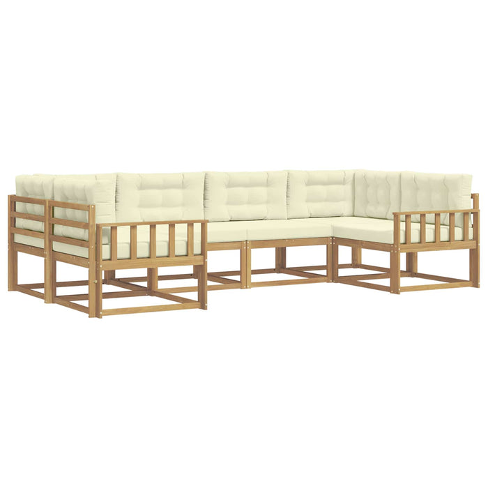 Set de canapele de exterior cu pernă 6 pcs Alb și crem WALTI