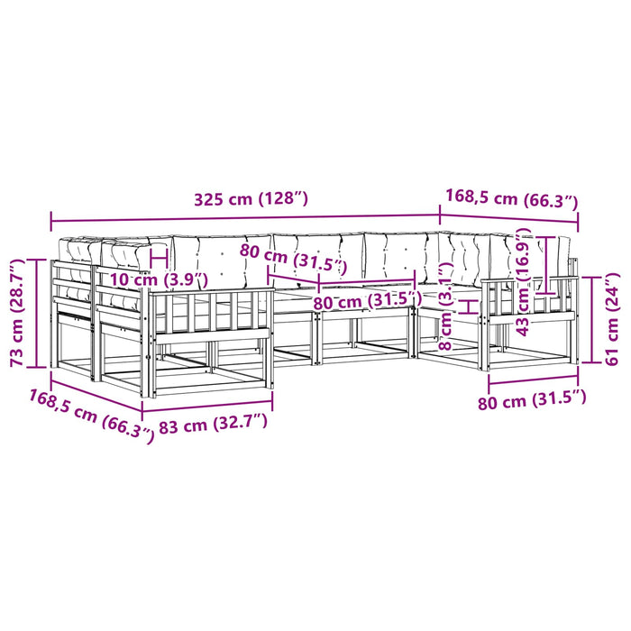 Set de canapele de exterior cu pernă 6 pcs Alb și Bej WALTI