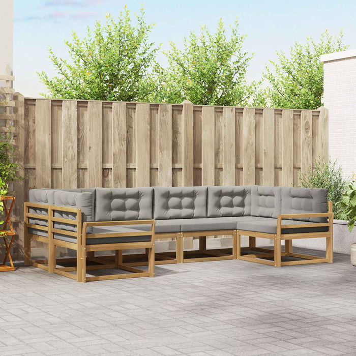 Set de canapele de exterior cu pernă 6 pcs Alb și gri deschis WALTI