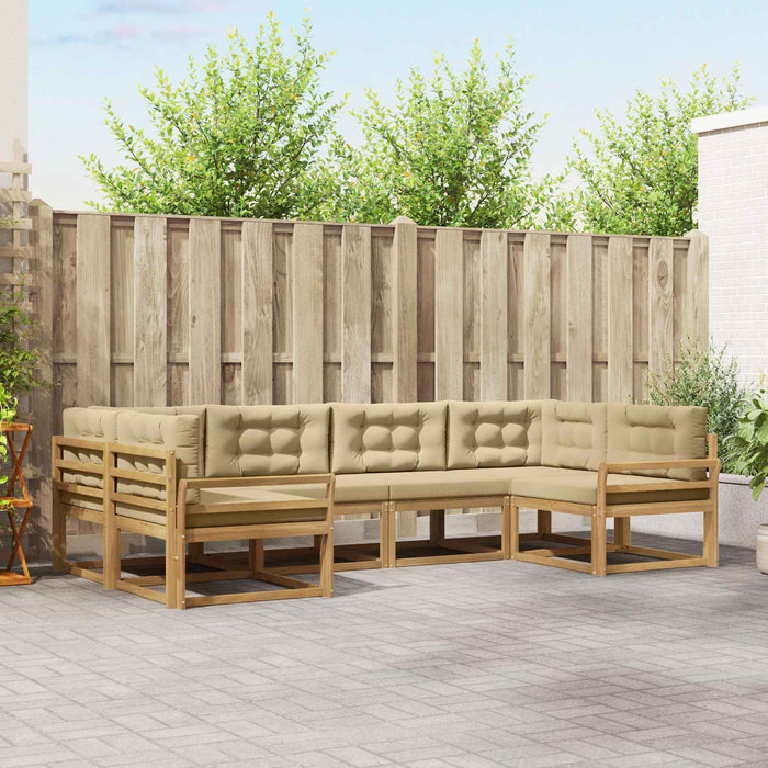 Set de canapele de exterior cu pernă 6 pcs Alb și Bej - WALTI WALTI