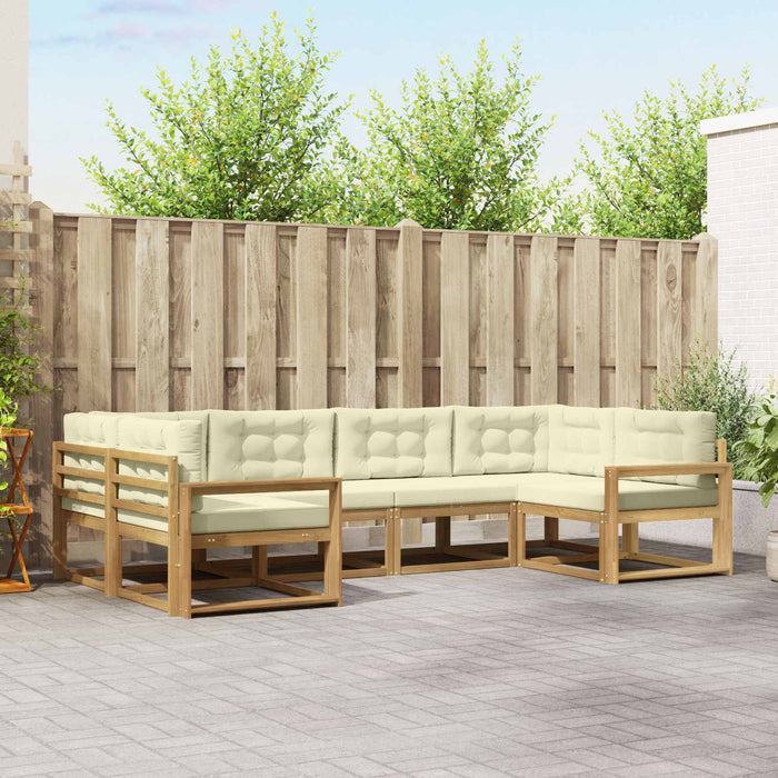 Set de canapele de exterior cu pernă 6 pcs Alb și crem WALTI