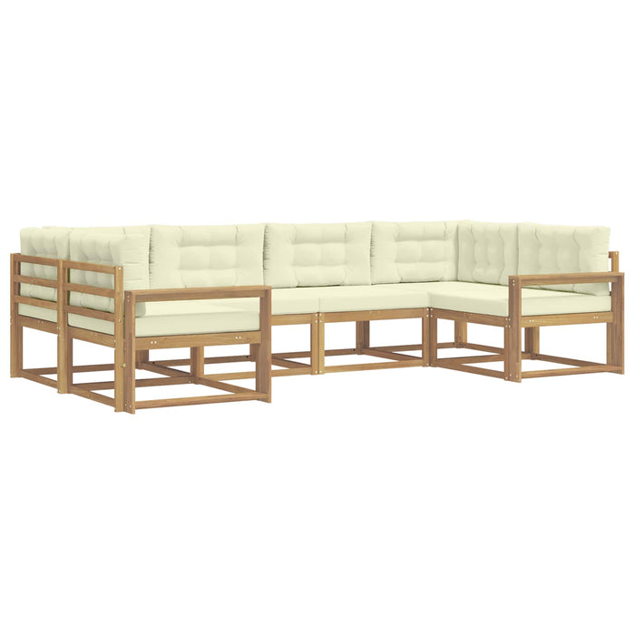 Set de canapele de exterior cu pernă 6 pcs Alb și crem WALTI