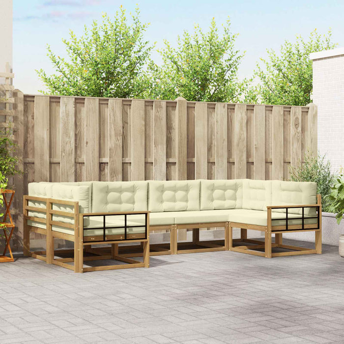 Set de canapele de exterior cu pernă 6 pcs Alb și crem WALTI