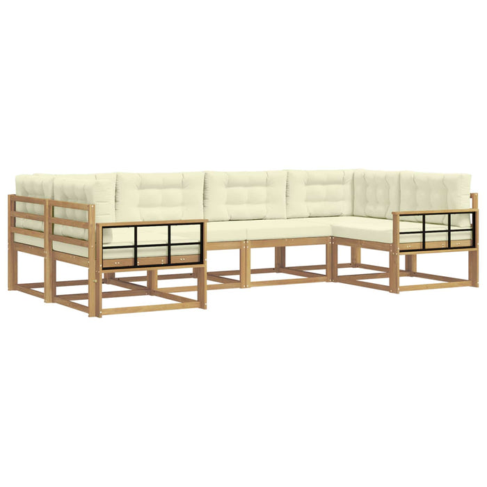 Set de canapele de exterior cu pernă 6 pcs Alb și crem WALTI