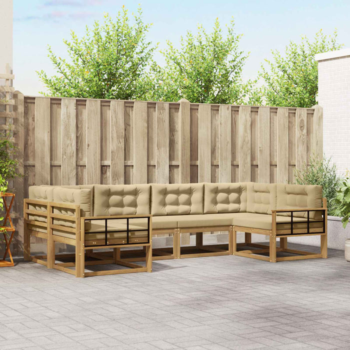 Set de canapele de exterior cu pernă 6 pcs Alb și Bej WALTI