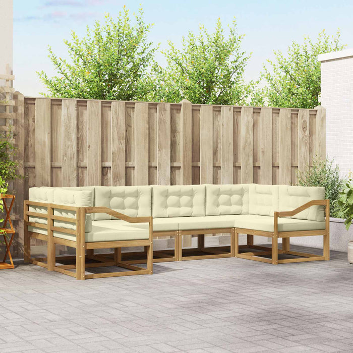 Set de canapele de exterior cu pernă 6 pcs Alb și crem WALTI