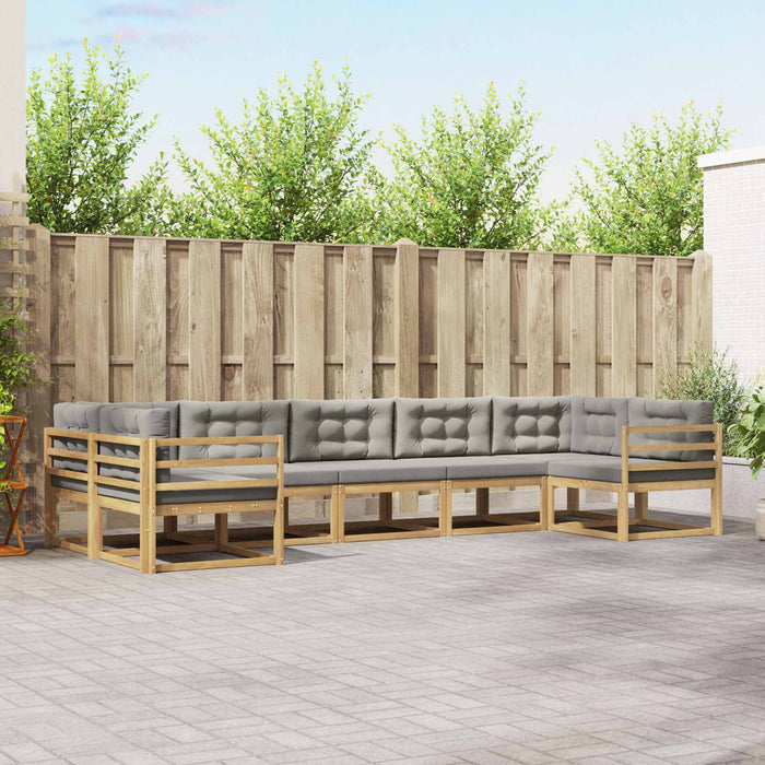 Set de canapele de exterior cu pernă 7 pcs Alb și gri deschis WALTI