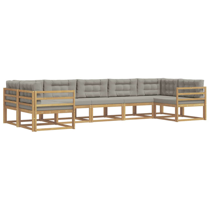 Set de canapele de exterior cu pernă 7 pcs Alb și gri deschis WALTI