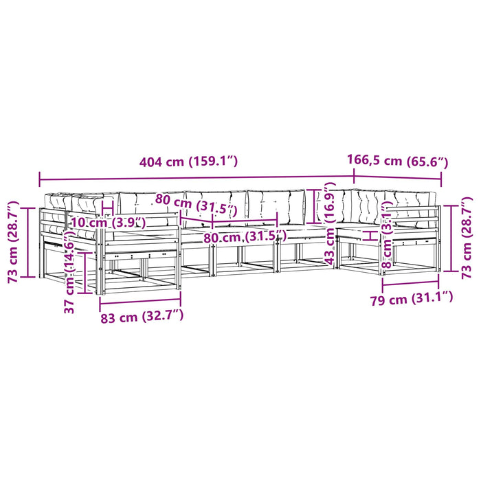 Set de canapele de exterior cu pernă 7 pcs Alb și gri deschis WALTI