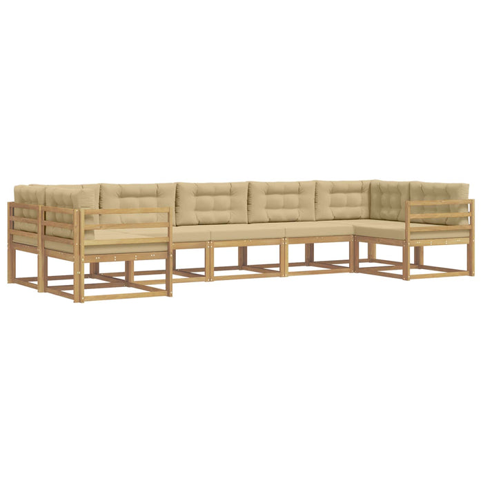 Set de canapele de exterior cu pernă 7 pcs Alb și Bej WALTI