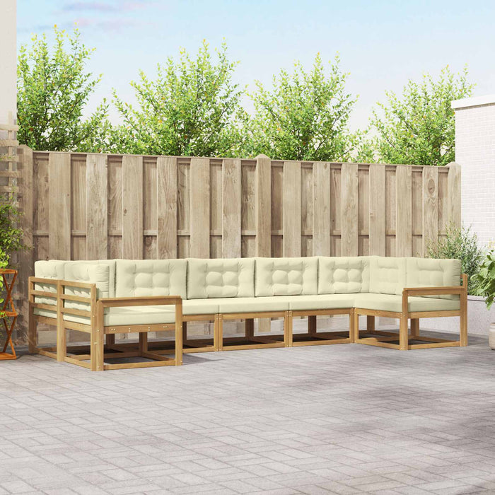 Set de canapele de exterior cu pernă 7 pcs Alb și crem WALTI