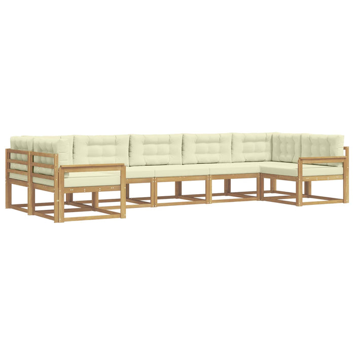 Set de canapele de exterior cu pernă 7 pcs Alb și crem WALTI