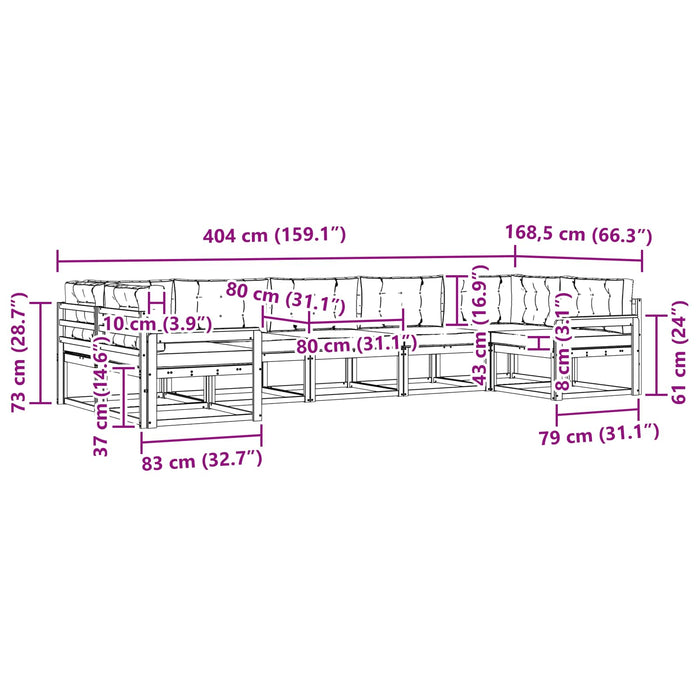 Set de canapele de exterior cu pernă 7 pcs Alb și crem WALTI