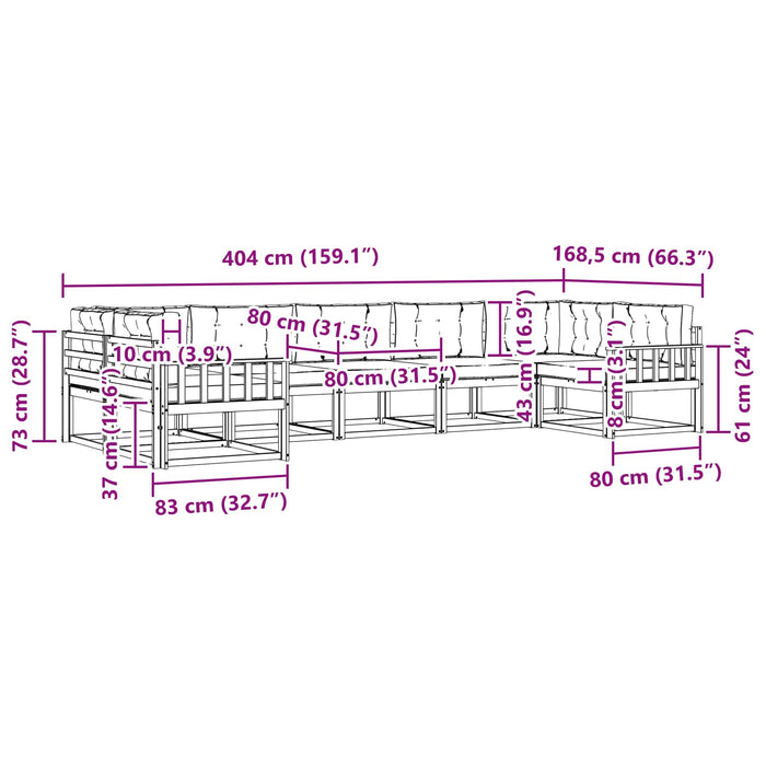 Set de canapele de exterior cu pernă 7 pcs Alb și gri deschis WALTI