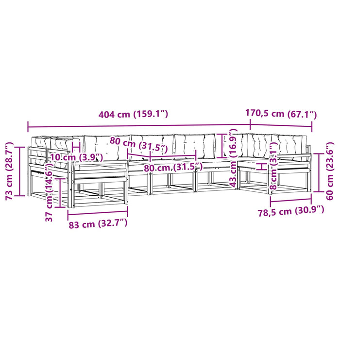 Set de canapele de exterior cu pernă 7 pcs Alb și crem WALTI