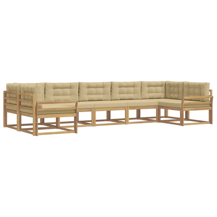 Set de canapele de exterior cu pernă 7 pcs Alb și Bej - WALTI WALTI