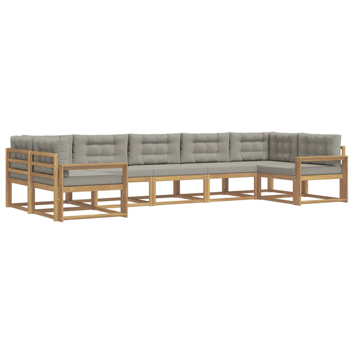 Set de canapele de exterior cu pernă 7 pcs Alb și gri deschis WALTI