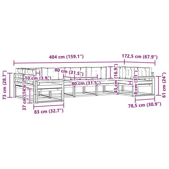 Set de canapele de exterior cu pernă 7 pcs Alb și gri deschis WALTI
