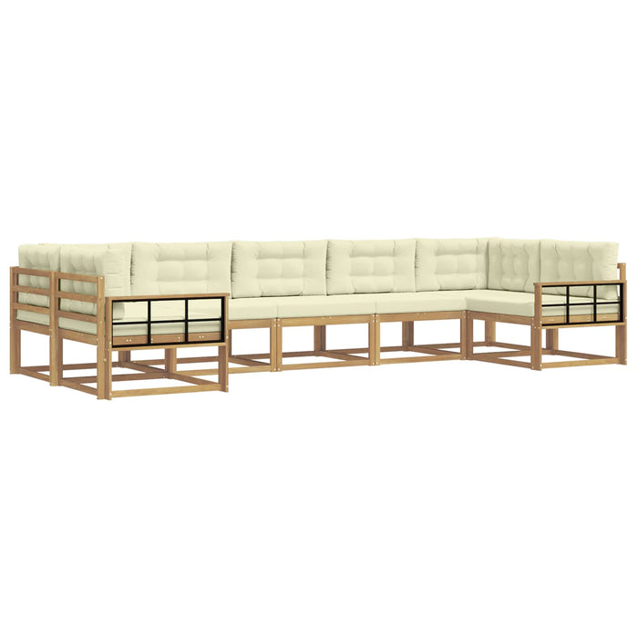 Set de canapele de exterior cu pernă 7 pcs Alb și crem WALTI