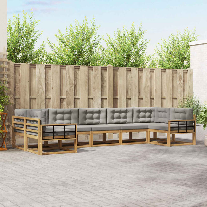 Set de canapele de exterior cu pernă 7 pcs Alb și gri deschis WALTI