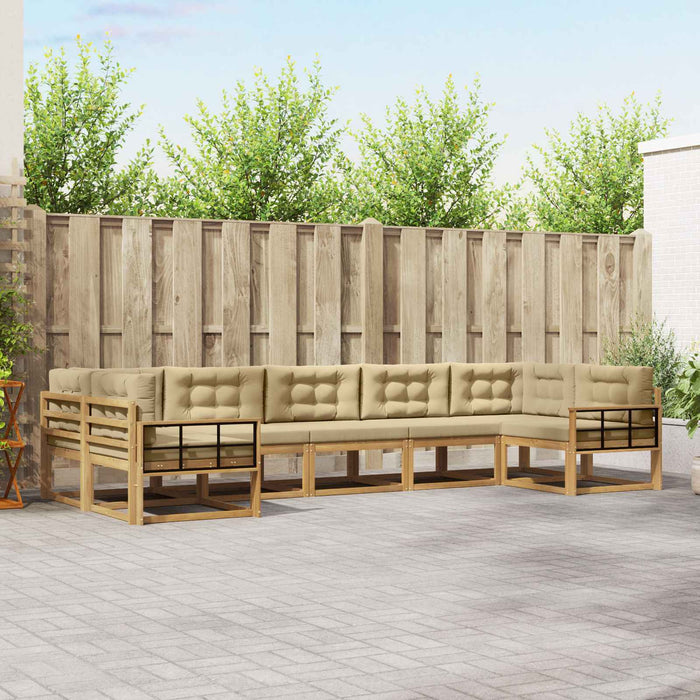 Set de canapele de exterior cu pernă 7 pcs Alb și Bej WALTI