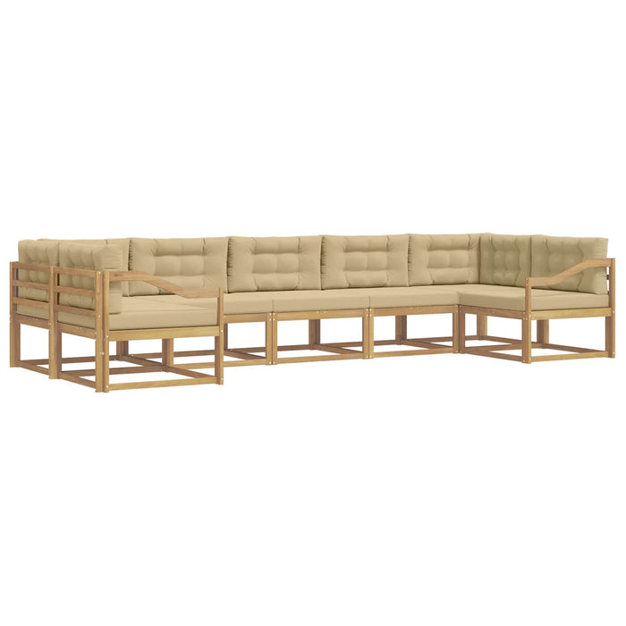 Set de canapele de exterior cu pernă 7 pcs Alb și Bej WALTI