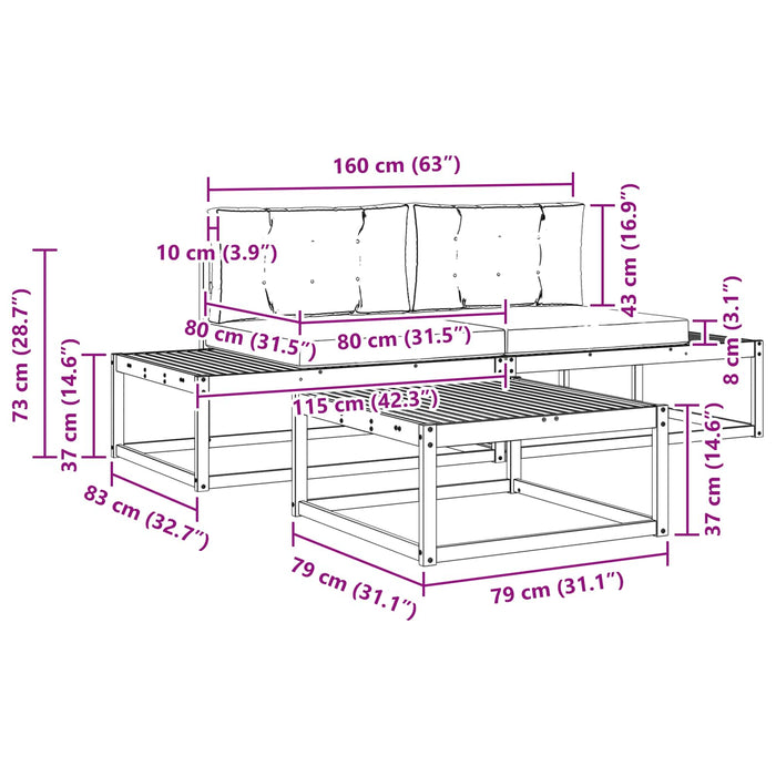 Set de canapele de exterior Alb 79 x 79 x 37 cm Poliester - WALTI WALTI