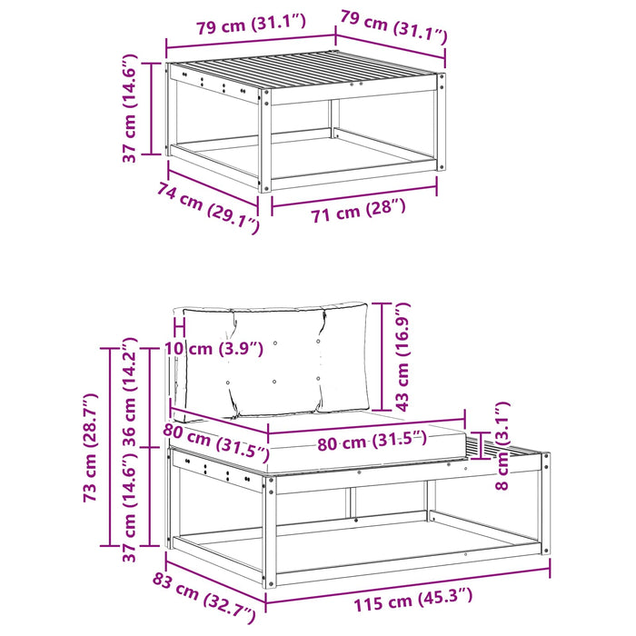 Set de canapele de exterior Alb 79 x 79 x 37 cm Poliester - WALTI WALTI