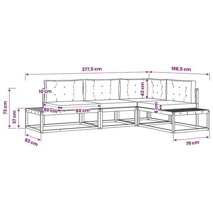Set de canapele de exterior Alb 277,5 x 198,5 x 73 cm Poliester - WALTI WALTI