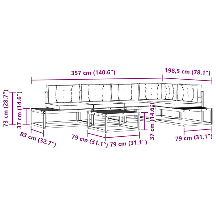 Set de canapele de exterior Alb 79 x 79 x 37 cm Poliester - WALTI WALTI