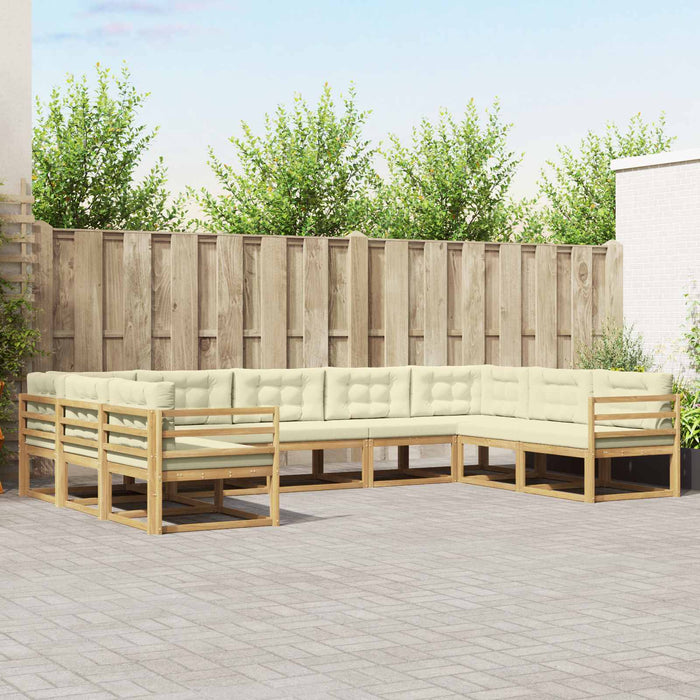 Set de canapele de exterior cu pernă 9 pcs Alb și crem WALTI