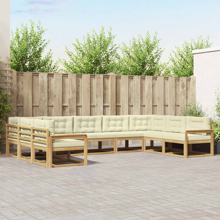 Set de canapele de exterior cu pernă 9 pcs Alb și crem WALTI