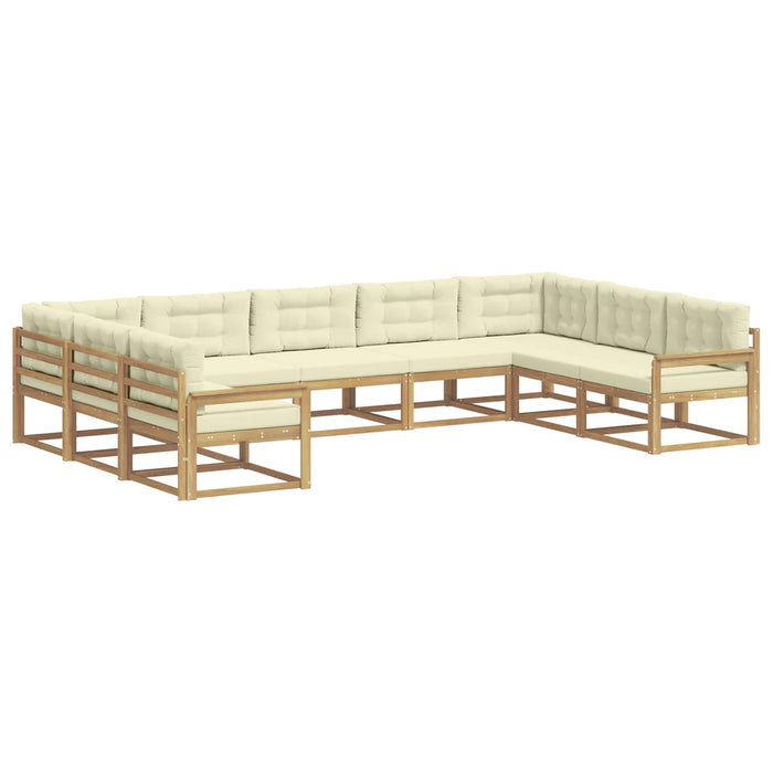 Set de canapele de exterior cu pernă 9 pcs Alb și crem WALTI