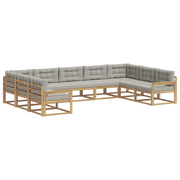 Set de canapele de exterior cu pernă 9 pcs Alb și gri deschis WALTI