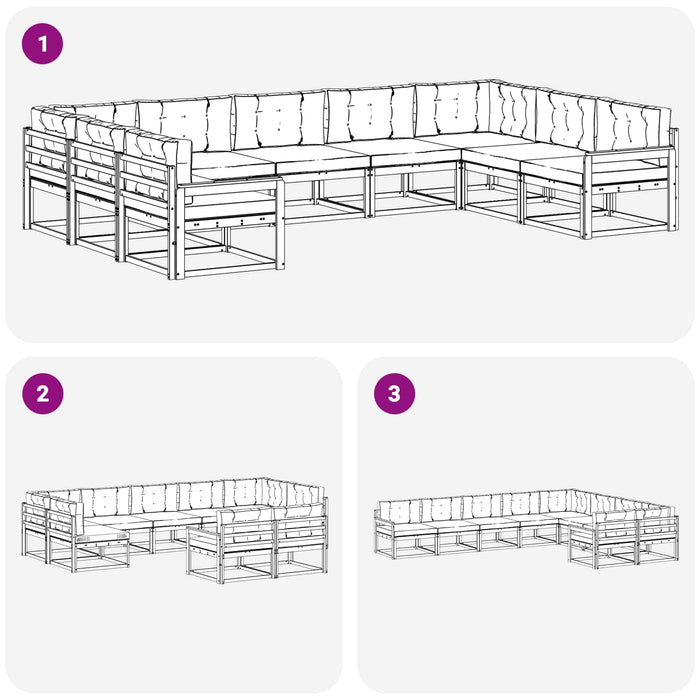 Set de canapele de exterior cu pernă 9 pcs Alb și gri deschis WALTI