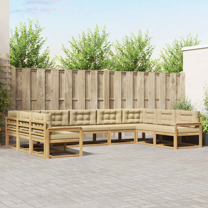 Set de canapele de exterior cu pernă 9 pcs Alb și Bej WALTI