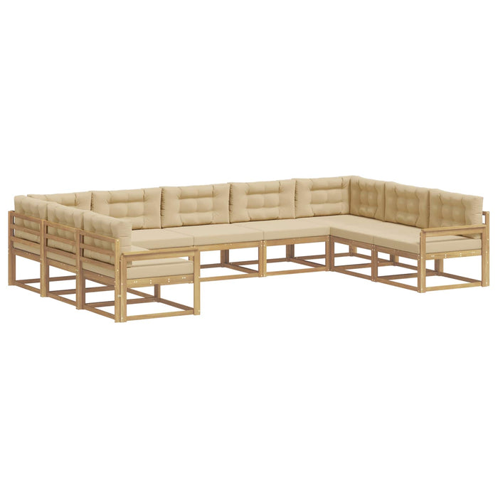 Set de canapele de exterior cu pernă 9 pcs Alb și Bej WALTI